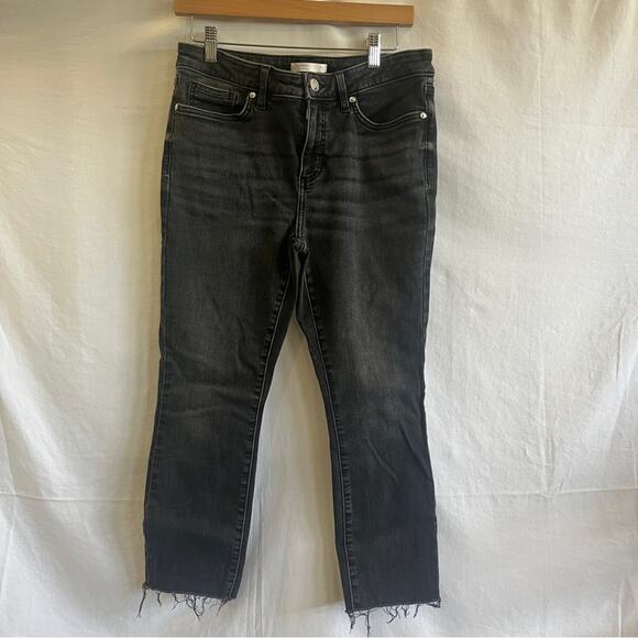Lauren Conrad Black Skinny Denim Jeans Womens Size 10 Raw Hem Stretch Basic - Picture 1 of 11